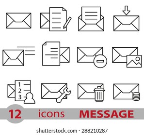 Thin lines web icons set message