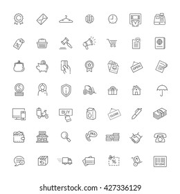 Thin lines web icons set - E-commerce, shopping