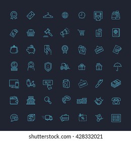 Thin lines web icons set - E-commerce