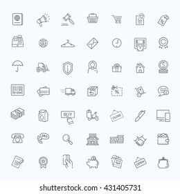 Thin lines web icons set - E-commerce, payment