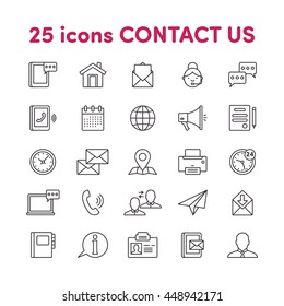 Thin lines web icons set Contact us