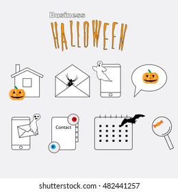 Thin lines web icons set Halloween theme