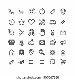 Thin Lines Web Icons Set, Line Icons, Web Icons