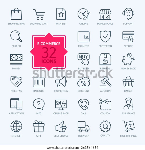 Thin lines web\
icons set - E-commerce,\
shopping