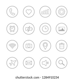 Thin lines web, smartphone icons set.