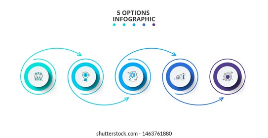 Thin lines with white circles for infographic. Business template for presentation. Vector concept with 4 options or steps.