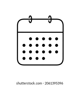 Thin linw calender icon vector isolated on white background