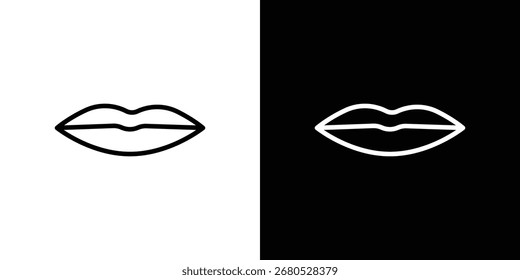 Icono de labios finos Vector blanco y negro Gráfico