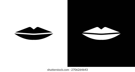 Doodle de ilustración de icono de labios delgados. Conjunto de Vector de ilustración plana