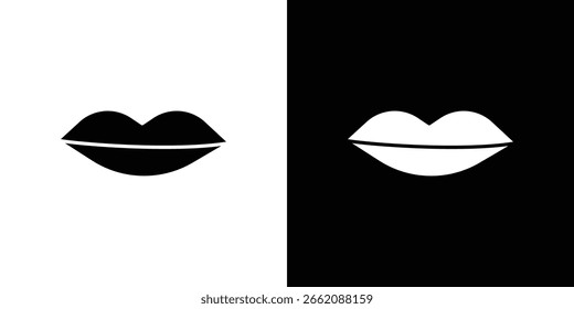 Silhueta isolada do ícone dos lábios finos no fundo branco. Ilustração vetorial.