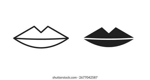 Thin lips icon. Stroke and Glyph pictogram. Vector illustration on white background