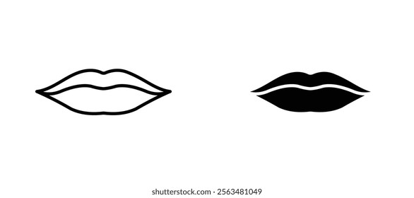 Thin lips icons in outline and fill. vector illustration for ui.