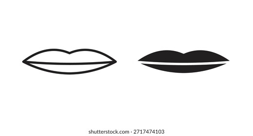 Iconos de labios delgados. Píxel perfecto. Icono de contorno de Vector. Concepto de logotipo plano.