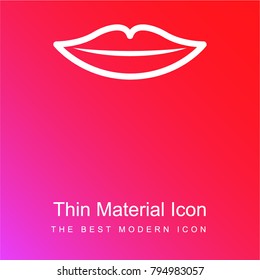 Thin lips outline red and pink gradient material white icon minimal design