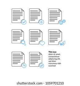 Thin list icon set. Icon with web symbol