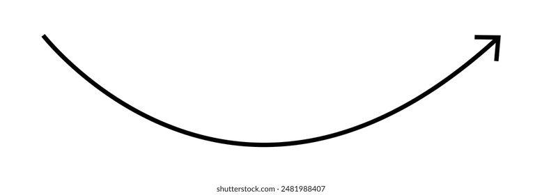Thin Long curved hand drawn arrow vector icon for web site design, logo, app, UI. arrow indicated the direction symbol. Vector illustration. Eps file 118.