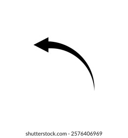 Thin long semi circle arrow. Vector illustration. Semicircular rounded curved arrow.