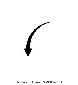 Thin long semi circle arrow. Vector illustration. Semicircular rounded curved arrow.