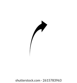 Thin long semi circle arrow. Vector illustration. Semicircular rounded curved arrow.