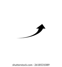 Seta fina semicírculo longa. Ilustração vetorial. Seta curva arredondada semicircular.