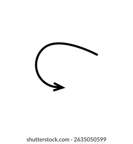 Thin long semi circle arrow. Vector illustration.