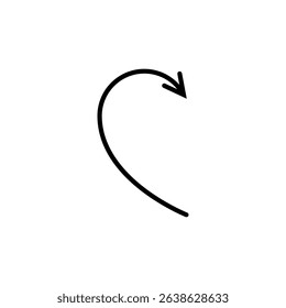 Thin long semi circle arrow. Vector illustration.