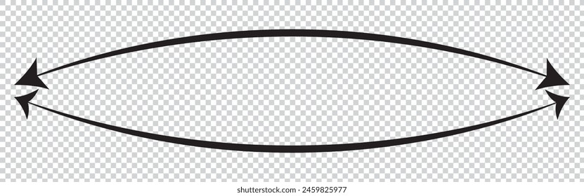Thin long straight double arrow. Vector illustration. Double arrow icon set . two side arrows icon vector. Dual semi circle arrow. Vector illustration. 
