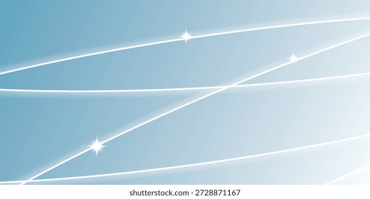 Líneas blancas delgadas y luminosas se entrecruzan contra un gradiente azul suave, lo que sugiere una red o conexión digital.