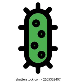 Thin microbial substance like a virus with rna strands around it