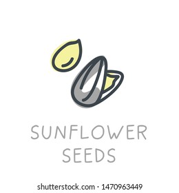 Thin minimal graphic outline flat vector icon of sunflower seeds. Editable colors.