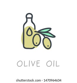 Thin minimal graphic outline flat vector icon of olive oil. Editable colors.
