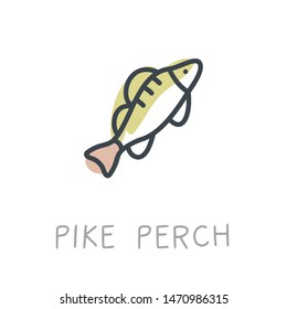 Thin minimal graphic outline flat vector icon of pike perch.