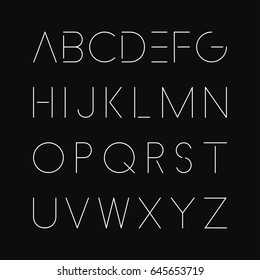Thin minimalistic font. Elegant english alphabet.