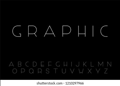 Thin minimalistic font. English alphabet, creative latin letters