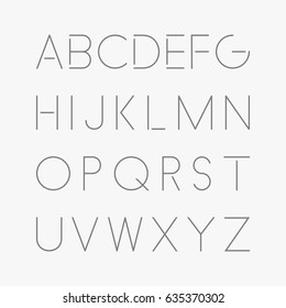 Thin Minimalistic Font. Vector English Alphabet. 