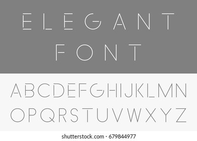 Thin Minimalistic Font. Vector English Alphabet.