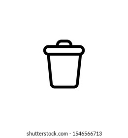 A thin modern black trash can icon
