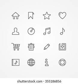 thin music icon set collection