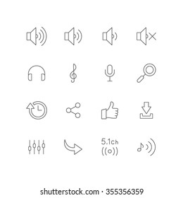 thin music icon set collection