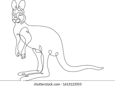 Thin one continuous line illustration drawing wildlife kangaroo australia