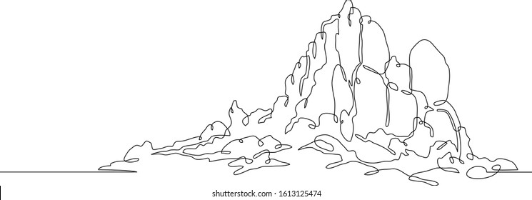 Thin one continuous line illustration drawing nature australia landscape stones rocks