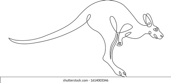 Thin one continuous line illustration drawing wildlife kangaroo australia