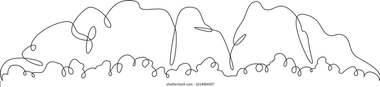 Thin one continuous line illustration drawing nature australia landscape stones rocks