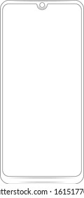 Thin one continuous line illustration drawing smartphone device phone. High technology and information concept.