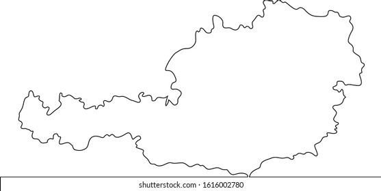 Thin one continuous line illustration drawing of the country Austria a map border outline silhouette.