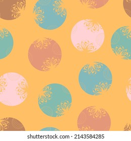 thin openwork circles with carved botanical motifs vector seamless pattern