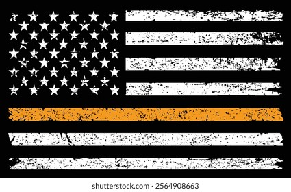 Thin Orange Line Flag. Symbol Of Search And Rescue Officers.