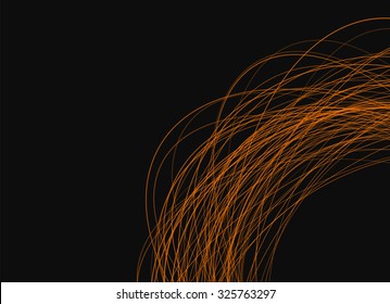 thin orange lines on a black background