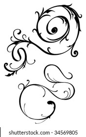 Thin ornate vector scroll design elements