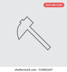 Thin outline of hammer vector icon white background